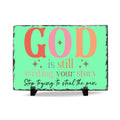 Inspirational Slate Desk Plaque — "God Is Still Writing Your Story" Motivational Office Sign