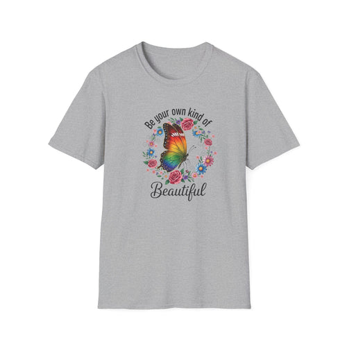 Beautiful Butterfly Floral T-Shirt – "Be Your Own Kind of Beautiful" Inspirational Tee