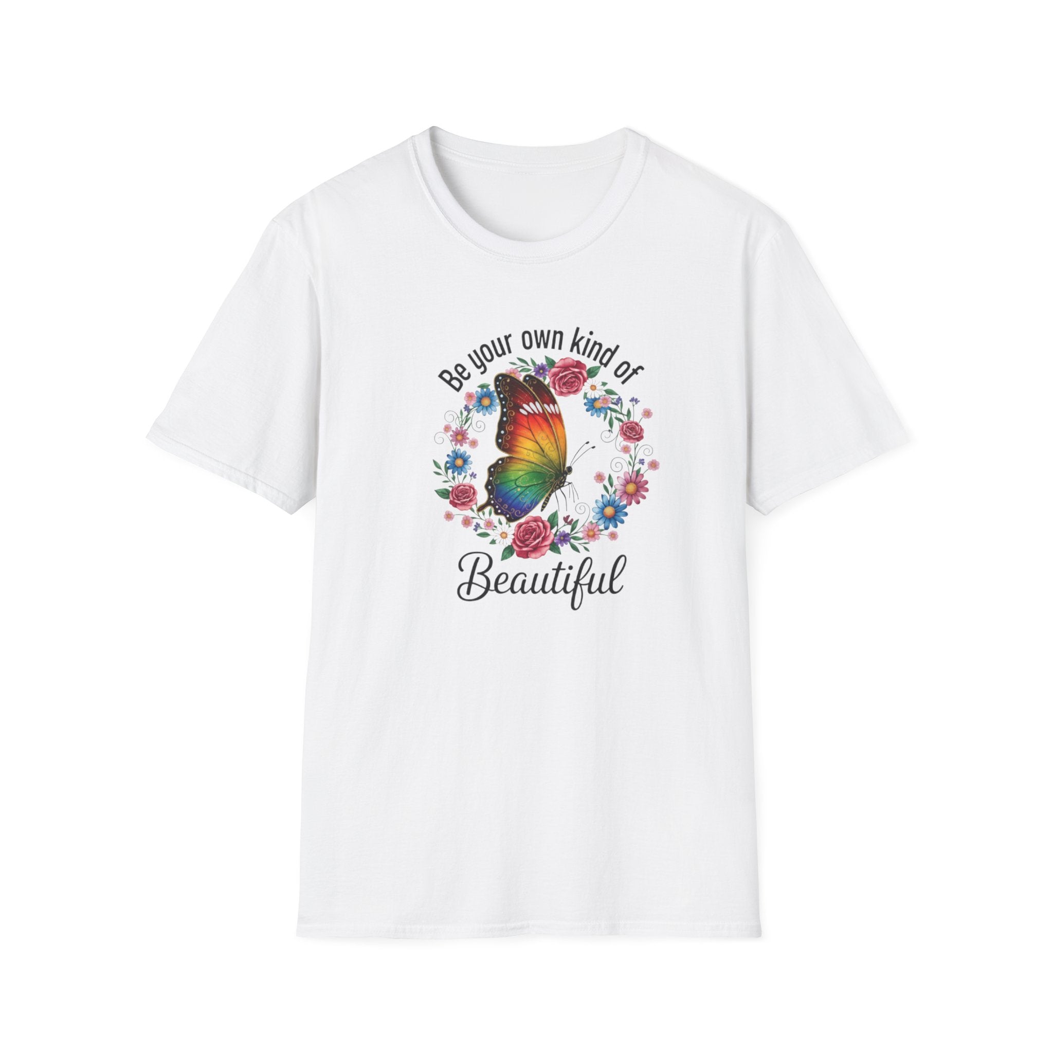 Beautiful Butterfly Floral T-Shirt – "Be Your Own Kind of Beautiful" Inspirational Tee