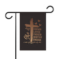 Garden Flag — "She Is" Inspirational Cross Banner (Known Loved Chosen Worthy)