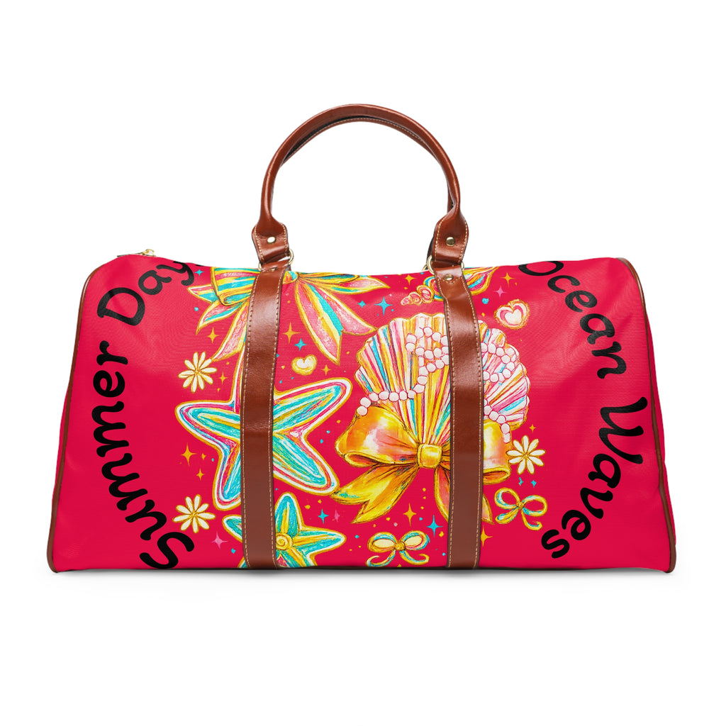 Beach Duffle Bag – "Summer Days, Ocean Waves" Waterproof Travel Bag