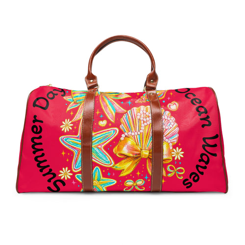 Beach Duffle Bag – "Summer Days, Ocean Waves" Waterproof Travel Bag