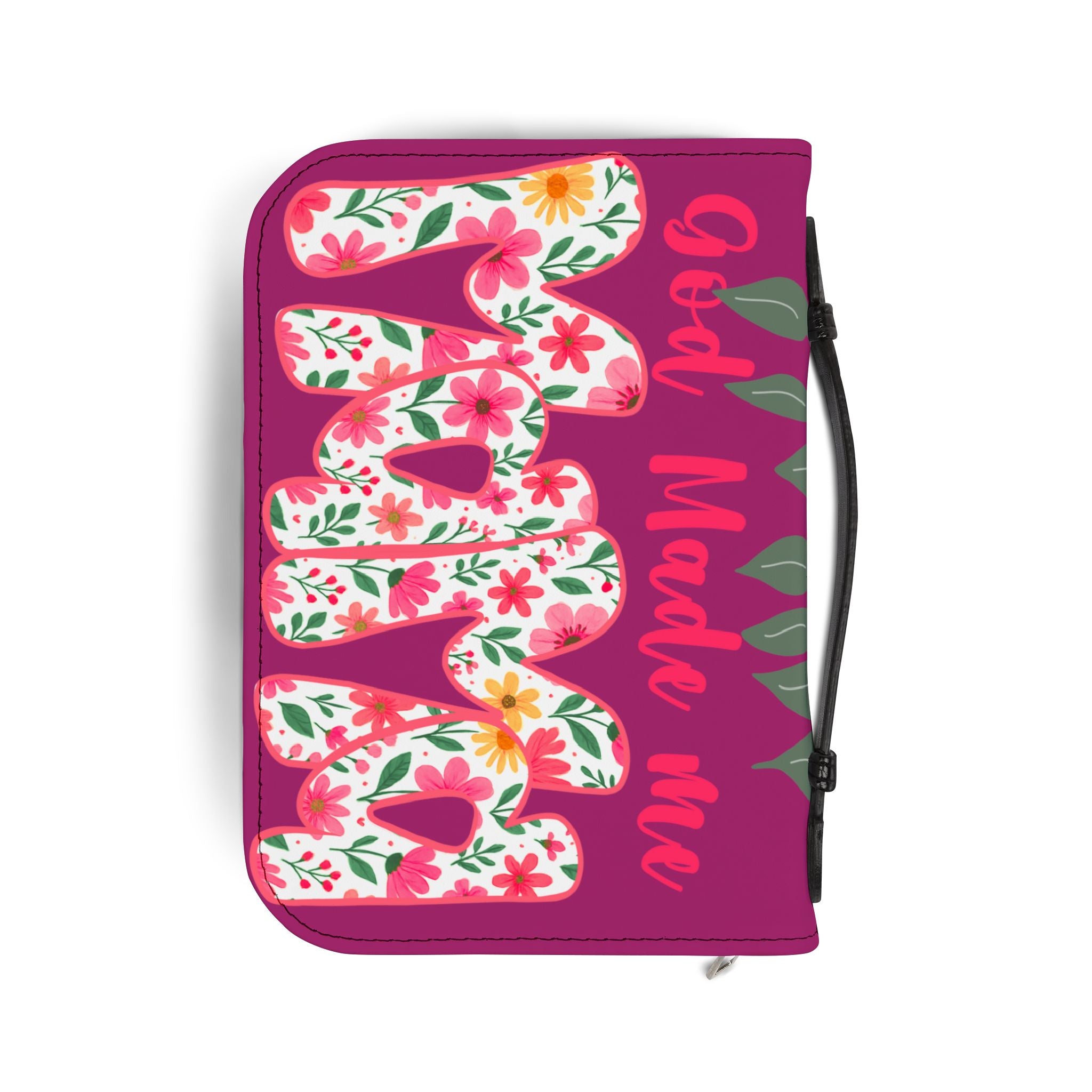 Bible Cover God Made Me Floral Teal Zippered Bible Cover