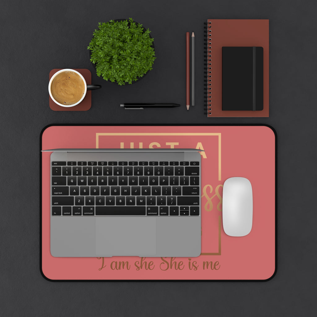 Lady Boss Desk Mat — 'Just a Lady Boss' Inspirational Pink Desk Mat for Women Entrepreneurs