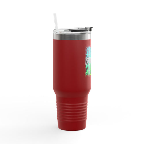 40oz Insulated Travel Mug — Colorful Leopard 'Mama' Design, Thermal Tumbler for Moms