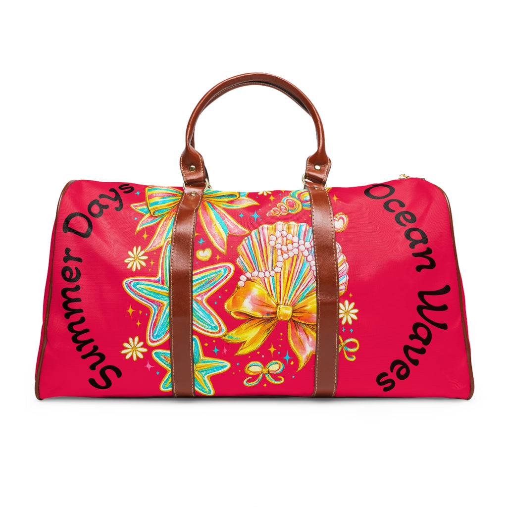 Beach Duffle Bag – "Summer Days, Ocean Waves" Waterproof Travel Bag